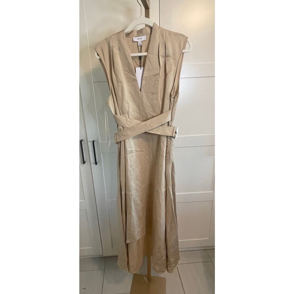 NWT: Reiss Ava Linen Blend Belted Midi Dress - Picture 7 of 11